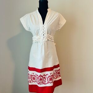 Vintage 70’s Prairie style dress cottage tie back cotton dress. Forever label